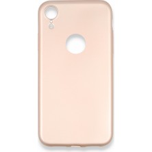 Nevarium iPhone Xr Kılıf Yumuşak Dokulu Silikon + Ekran Koruyucu Cam Rose Gold