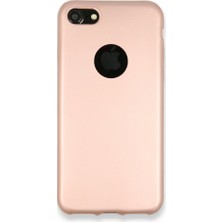 Nevarium iPhone 7 Kılıf Yumuşak Dokulu Silikon + Ekran Koruyucu Cam Rose Gold
