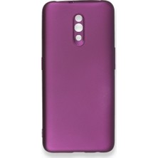 Nevarium Oppo Reno Kılıf Yumuşak Dokulu Silikon + Ekran Koruyucu Cam Mürdüm