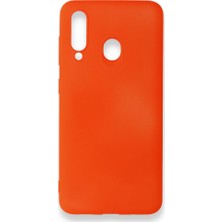 Nevarium Samsung Galaxy A60 Kılıf Yumuşak Dokulu Silikon + Ekran Koruyucu Cam Turuncu