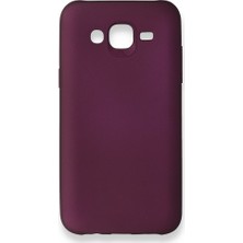 Nevarium Samsung Galaxy J5 Kılıf Yumuşak Dokulu Silikon + Ekran Koruyucu Cam Mürdüm