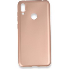 Nevarium Huawei Y7 2019 Kılıf Yumuşak Dokulu Silikon + Ekran Koruyucu Cam Rose Gold