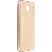 Nevarium Samsung Galaxy J7 Pro / J730 Kılıf Yumuşak Dokulu Silikon + Ekran Koruyucu Cam Gold