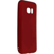 Nevarium Samsung Galaxy S7 Kılıf Yumuşak Dokulu Silikon + Ekran Koruyucu Cam Bordo
