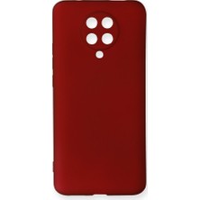 Nevarium Xiaomi K30 Pro Kılıf Yumuşak Dokulu Silikon + Ekran Koruyucu Cam Bordo