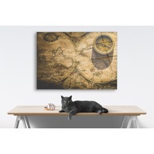 Glass Art Harita ve Pusula Cam Tablo