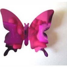 Profisher Ev Dekorasyon 3D Pvc Kelebek 12 Li Duvar Süsleme Menekşe Aynalı V5