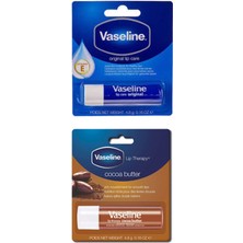 Vaseline Dudak Balmı Set 2'li   Lip Care +  Cocoa Butter Dudak Bakım Balmı 4,8 G