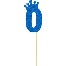 Süsle Bebek ve Parti Eva Simli Rakam Pasta Süsü, 19cm x 7,5cm - 1 Adet Mavi