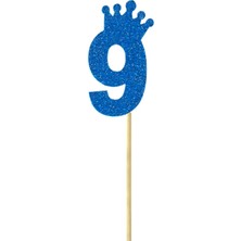 Süsle Bebek ve Parti Eva Simli Rakam Pasta Süsü, 19cm x 7,5cm - 1 Adet Mavi