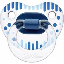 Wee Baby 836 Şeffaf Desenli Damaklı Emzik 0-6 Ay  Mavi