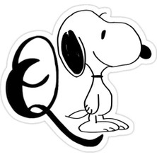 Universal Snoopyınitial - Q Sticker Araba Oto Arma Duvar Sticker Ev Dekoratif Çıkartma 15 cm