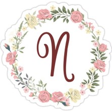 Universal Monogram N Güzel Pembe Beyaz Güller Sticker Araba Oto Arma Duvar Sticker Ev Dekoratif Çıkartma