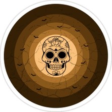 Universal Cadılar Bayramı Spot Işığı - Kahverengi Çiçekli Kafatası Sticker Araba Oto Arma Duvar Sticker