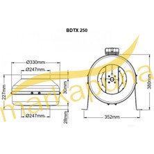 Bahçıvan 25 cm çapında BDTX 250-B 2650 D/D 220/230 volt Monofaze Yuvarlak Kanal Fanı Geriye Eğimli