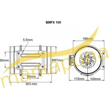 BVN Bahçıvan BMFX 100 Yuvarlak 10 cm 165 m³/h Kanal Fanı