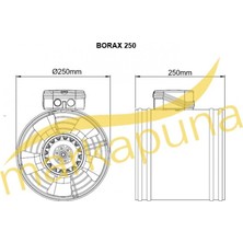 BVN Bahçıvan BORAX 250 Aksiyel 25 cm 1500 m³/h Debi Kanal Tipi Fan