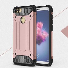 noktaks - Huawei P Smart - Kılıf Çift Katman Zırh Tank Crash Military Kapak - Rose Gold