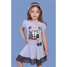 Toontoy Kids Toontoy Kız Çocuk Puantiyeli Tül Detaylı Dijital Baskılı Elbise