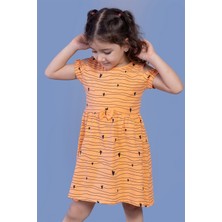 Toontoy Kids Toontoy Kız Çocuk Kalp Desenli Kolları Detaylı Elbise