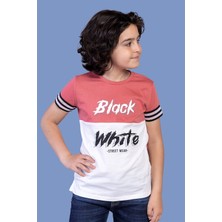 Toontoy Kids Toontoy Erkek Çocuk Kolları Şerit Detaylı Iki Renkli Baskılı Tişört