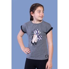 Toontoy Kids Toontoy Kız Çocuk Fiyonk Baskılı  Kolları Garni Detaylı Tişört