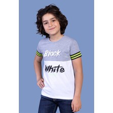 Toontoy Kids Toontoy Erkek Çocuk Kolları Şerit Detaylı Iki Renkli Baskılı Tişört