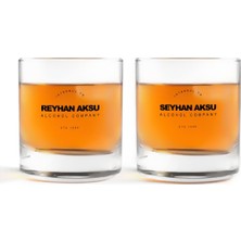 BK Kişiye Özel Renkli Baskılı Alcohol Company Ikili Viski Bardağı