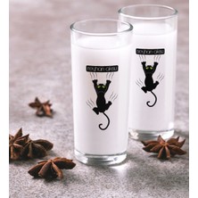 BK Kişiye Özel Renkli Baskılı Kedi Ikili Rakı Bardağı Seti-1