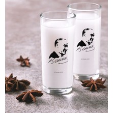 BK Kişiye Özel Renkli Baskılı Atatürk Temalı Ikili Rakı Bardağı Seti-26