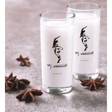 BK Kişiye Özel Renkli Baskılı Atatürk Temalı Ikili Rakı Bardağı Seti-22