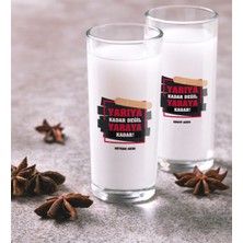 BK Kişiye Özel Renkli Baskılı Yarıya Kadar Değil Yaraya Kadar Ikili Rakı Bardağı Seti-4