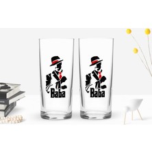 Bk Gift Renkli Baskılı Godfather Baba Tasarımlı Ikili Rakı Bardağı Seti-18