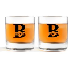 BK Kişiye Özel Renkli Baskılı Isimli Ikili Viski Bardağı-31