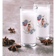 BK Kişiye Özel Renkli Baskılı Isimli Fotoğraflı Ikili Rakı Bardağı Seti-34