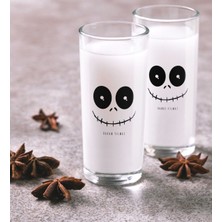 BK Kişiye Özel Renkli Baskılı Sevimli Korkunç Yüz Ikili Rakı Bardağı Seti-1