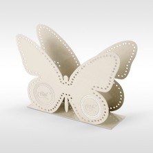BK Kişiye Özel Kelebek Metal Peçetelik - Bej