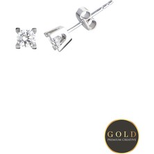 So CHIC Beyaz Altın Sertifikalı Premium Created Taşlı Tektaş Küpe