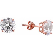 So CHIC Tektaş 6 mm 18 Ayar Rose Altın Kaplama Gümüş Küpe