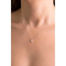 So CHIC Beyaz Altın Sertifikalı Premium Created Taşlı Damla Tektaş Kolye