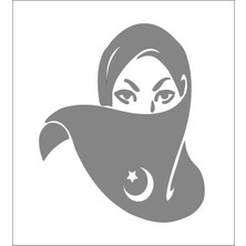 Sticker Fabrikası Ay Yıldız Türk Bayrağı Islam Çarşaf Peçe Kadın Sticker 00883