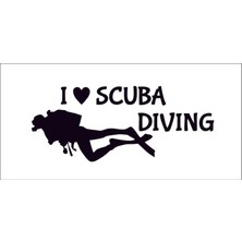 Sticker Fabrikası I Love Scuba Diving Dalış Dalgıç Sticker 00895