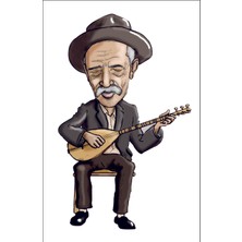 Sticker Fabrikası Aşık Veysel Karikatür Sticker 00804
