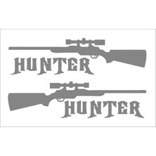 Sticker Fabrikası Hunter Avcı Tüfek Off Road 4x4 Offroad Sticker(2 Adet) 00972
