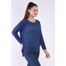 Neslice Kadın Lacivert Uzun Kol T-Shirt