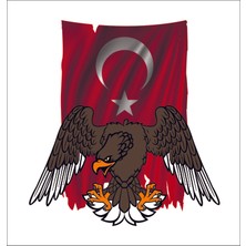 Sticker Fabrikası Kartal Türk Bayrağı Ay Yıldız Sticker 00942