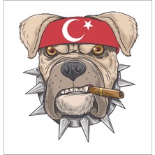 Sticker Fabrikası Türk Bayrağı Ay Yıldız Köpek Piro Sticker 00948