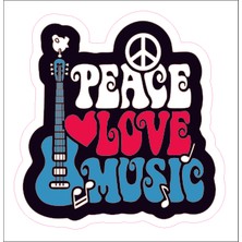 Sticker Fabrikası Peace Love Music Sticker 00787