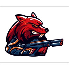 Sticker Fabrikası Silahlı Tüfekli Kızgın Kurt Sticker 00962