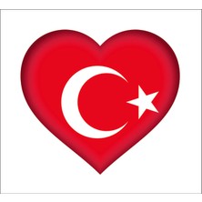 Sticker Fabrikası Kalp Türk Bayrağı Türkiye Ay Yıldız Çıkartma Sticker 00970
